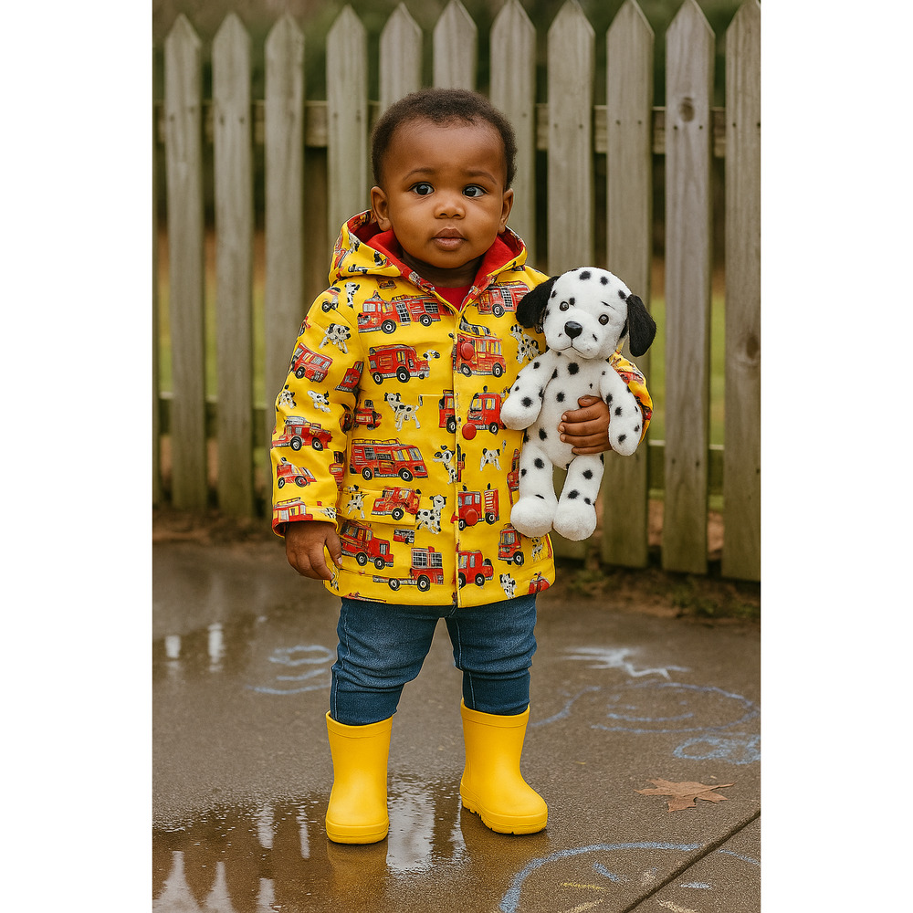 Hatley Yellow Fire Truck Hooded Raincoat for Kids